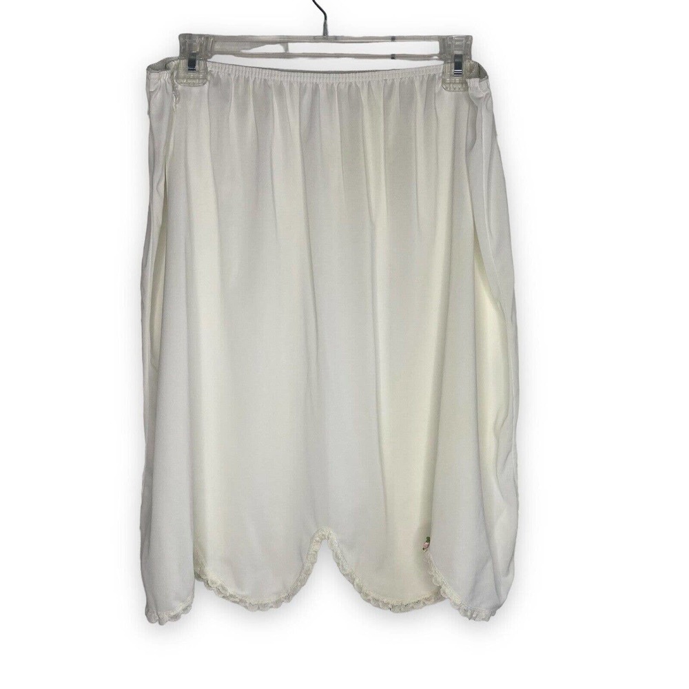 VTG Fortune Plus Size XXX Half Slip Scalloped Edge Flower Ivory Nylon Lace Trim